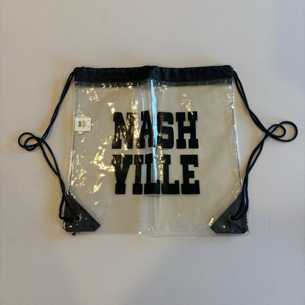 NASHVILLE Clear and‎ Black Drawstring Bag NWT - Picture 2 of 10